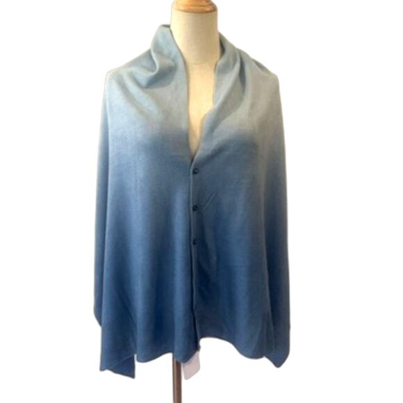 Bon Voyage Blue Ombre Cardi-Shawl NEW NWT Buttons Acrylic Shawl Wrap - Picture 1 of 7